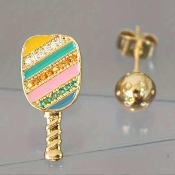 Pickleball | Paddle and Ball Stud Earrings, set - Picture 1 of 10